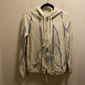 Free People We The Free Off White & Blue Tie Dye Lace Cross Hoodie Size L New